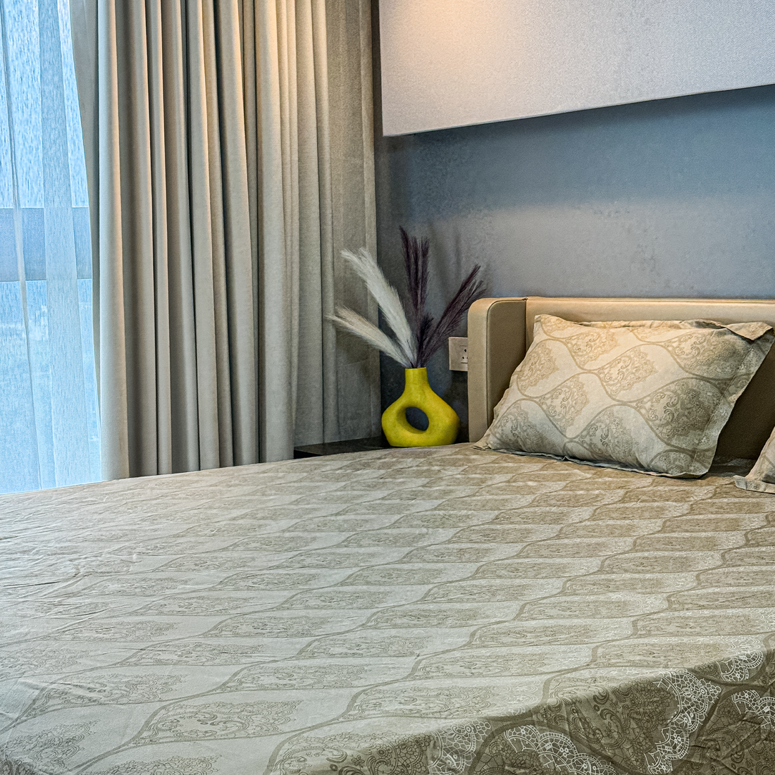 Aabha by HOL – 100% Organic Cotton Bedsheet with 2 Pillow Covers | King | Soft Gold | 320 TC